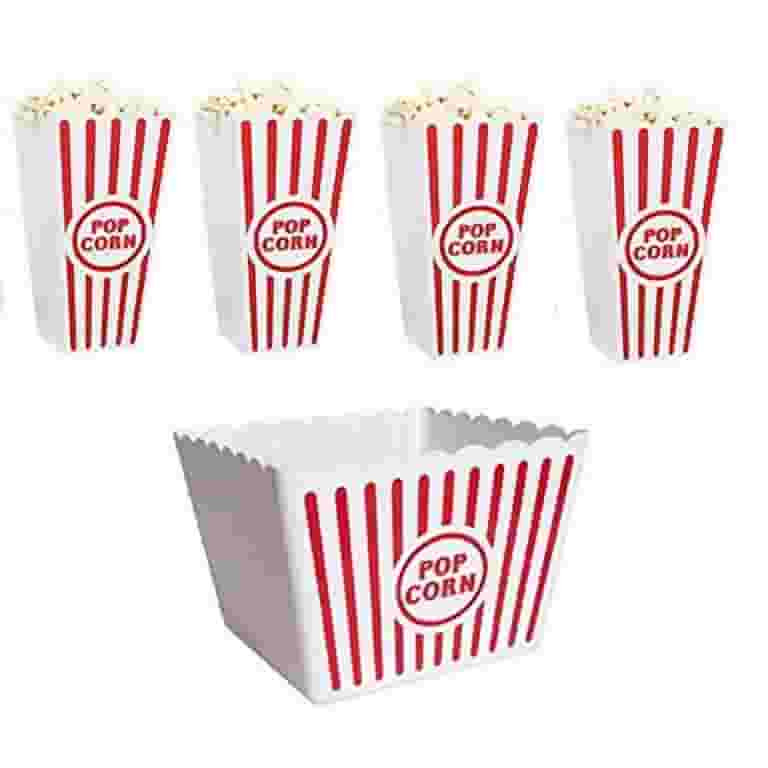 Retro Popcorn Set Bowl Plastic Classic Tub Red & White Striped Container Container Movie Theater ... | Walmart (US)