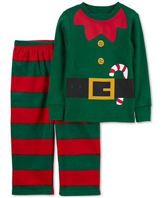 Toddler Elf Top and Striped Pants Pajamas, 2 Piece Set | Macy's