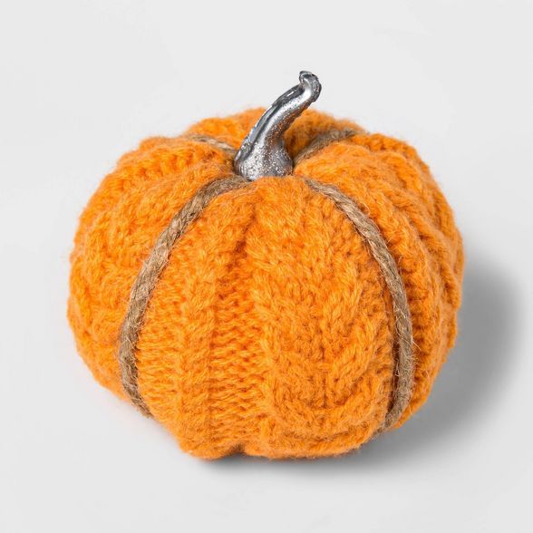 8ct Mini Cable Knit Harvest Pumpkins (with Contrast Jute) - Spritz™ | Target