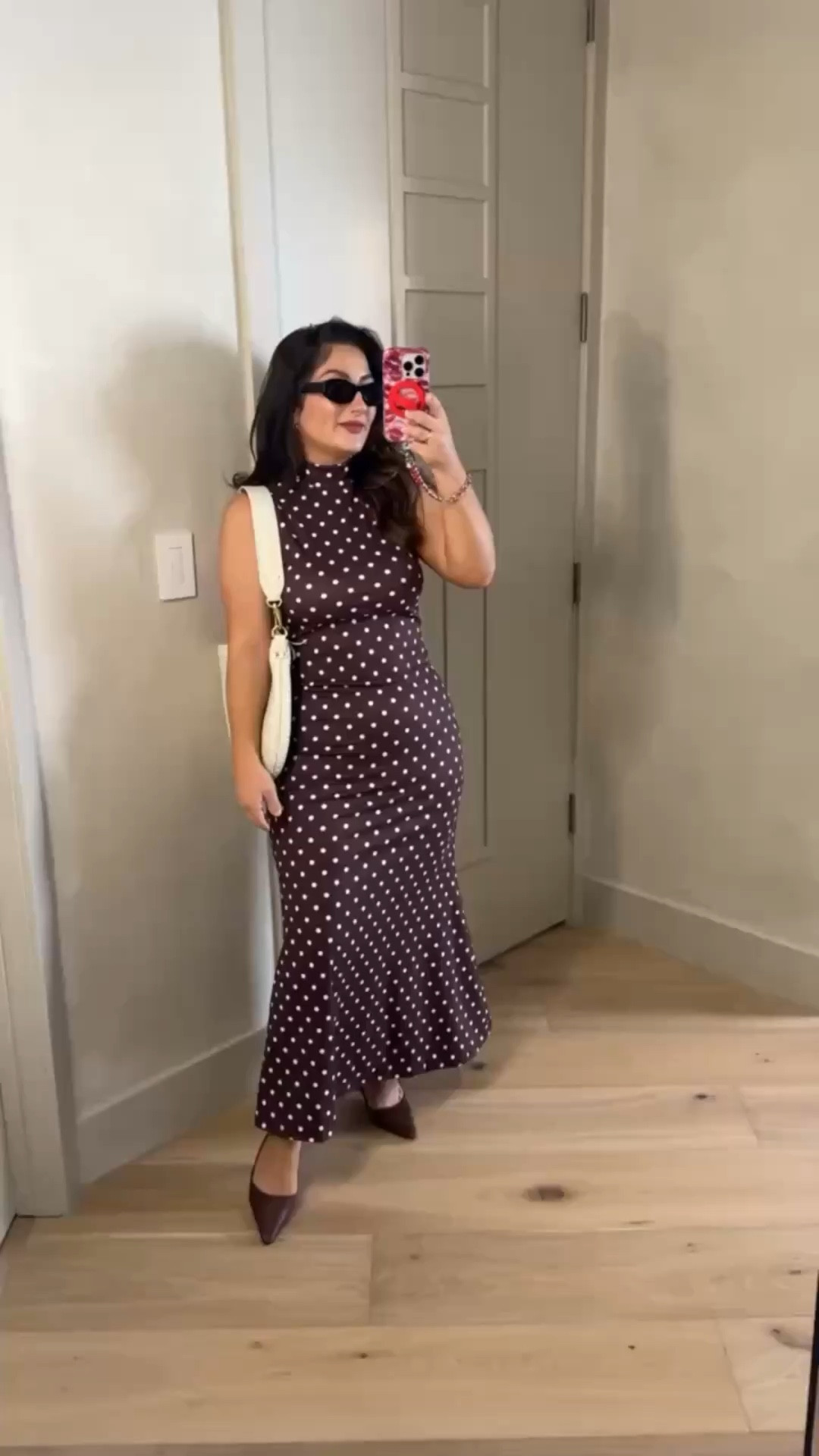 Chic polka dot dress! 
Size small 

5'0" 140lbs

Petite friendly!

#LTKTravel #LTKPetite #LTKootd