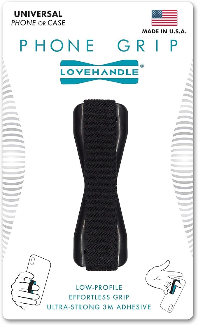 LOVEHANDLE Phone Grip for Most Smartphones and Mini Tablets, Black Elastic Strap with Black Base,... | Amazon (US)
