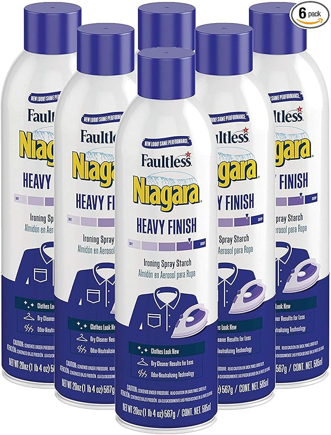 Heavy Starch Spray (20 oz, 6-Pack) - Niagara Heavy Finish Liquid Starch: Iron Aid Spray Pack for ... | Amazon (US)