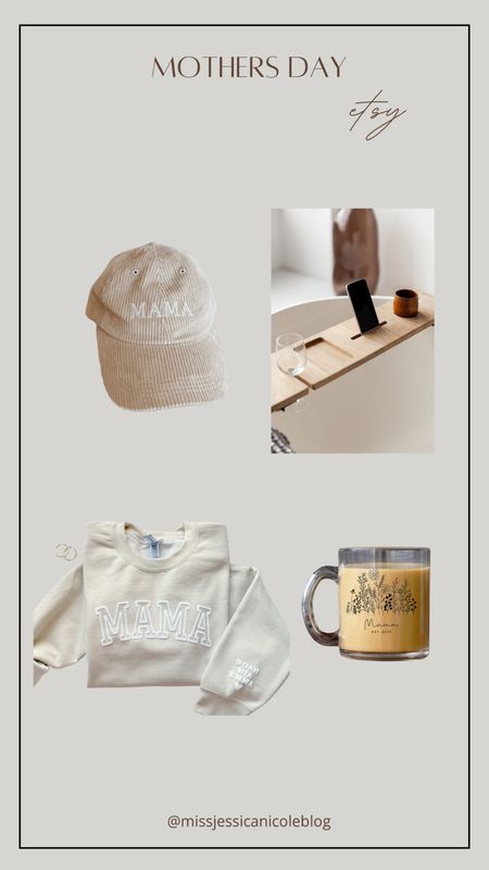 Mother’s Day gift ideas from Etsy, mama ball cap, embroidered sweatshirt, mom coffee mug, bath tray for self care 

#LTKGiftGuide #LTKSeasonal