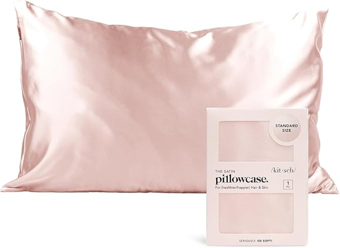 Kitsch Satin Pillowcase with Zipper for Hair & Skin, Softer Than Silk Pillow Cases Queen, Smooth ... | Amazon (US)