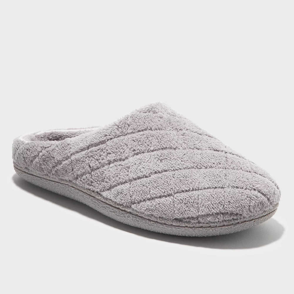 Women's Dearfoams Quilted Memory Foam Clog Slippers - Gray XL | Target