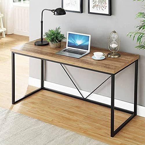 FOLUBAN Rustic Industrial Computer Desk,Wood and Metal Writing Desk, Vintage PC Table for Home Offic | Amazon (US)