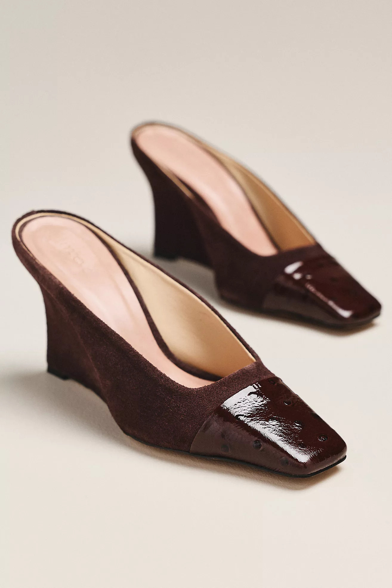 Maeve Leather Toe Cap Wedge Mules | Anthropologie (US)