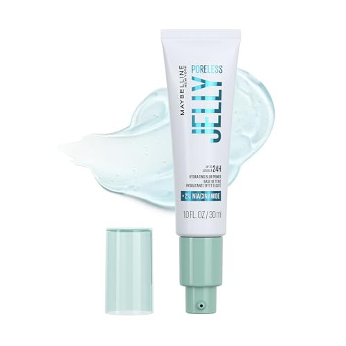 Maybelline Poreless Jelly Primer, Hydrating, Blurring Makeup Primer with 2% Niacinamide For Up To 24HR Make Up Wear, Clear, 1 Count | Amazon (US)