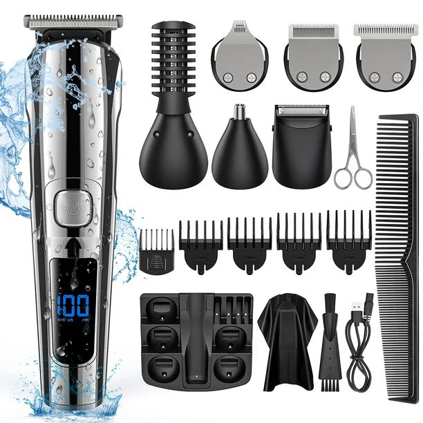 Hair Clipper for Men, 16 in 1 Grooming Kit IPX7 Waterproof Hair Beard Trimmer USB Rechargeable Co... | Walmart (US)