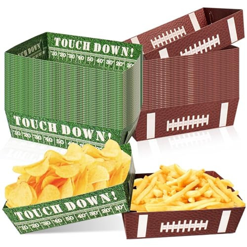 50 Pcs Football Party Decorations, Disposable Food Tray, Paper Snack Trays, Large Serving Boats for Birthday, Tailgate & Sports Theme Events – 2 Designs | Amazon (US)