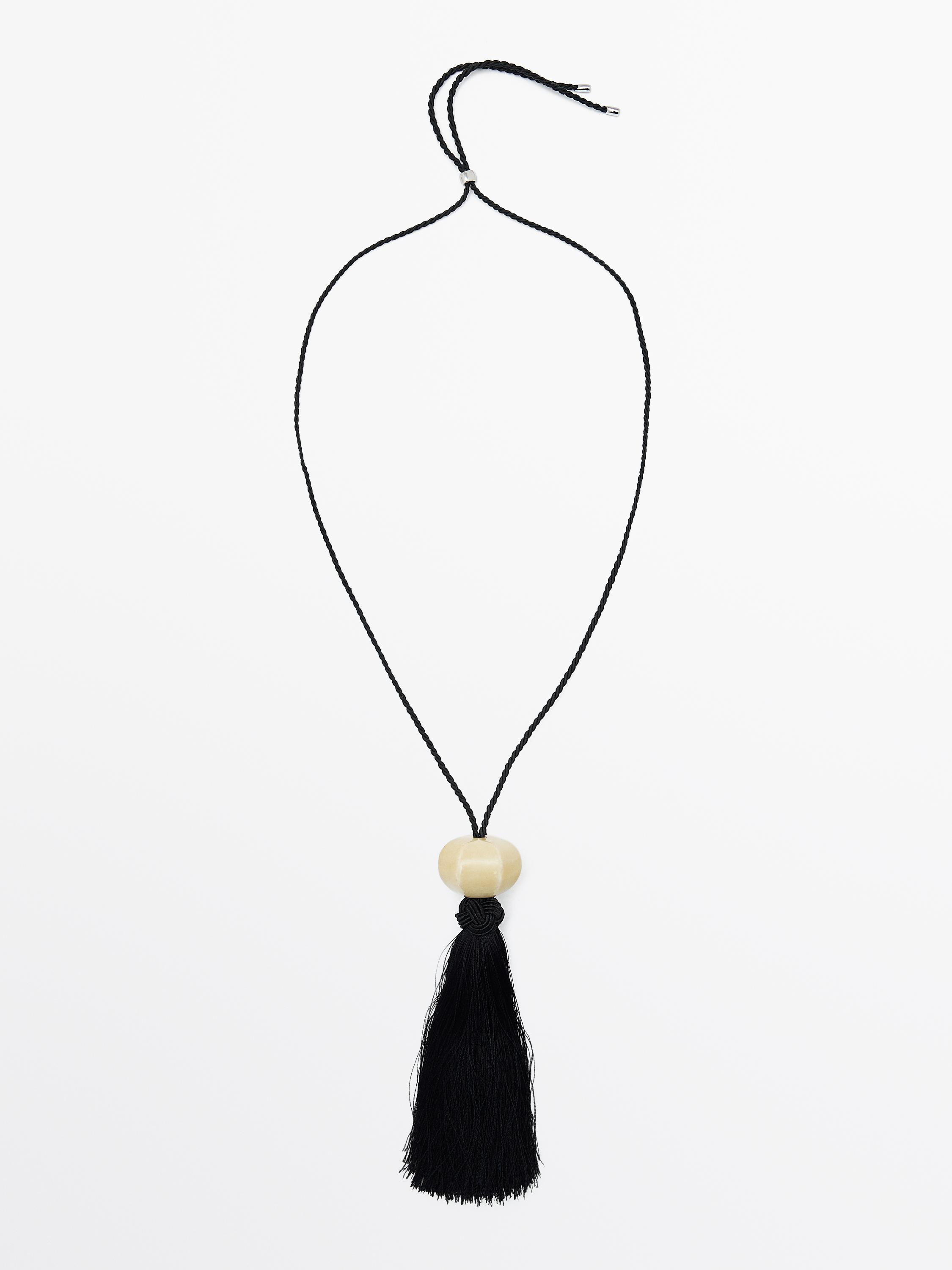 Adjustable cord necklace. Tassel. Ceramic piece. Care instructions: Avoid water, perfumes and che... | Massimo Dutti UK
