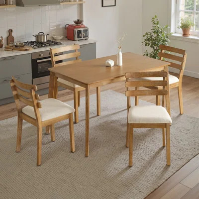 5-piece Solid Wood Dining Table Set | Wayfair North America