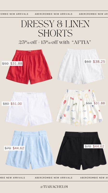 Dressy & linen shorts all 25% off + 15% off with code “AFTIA” The styles and colors shown are fully stocked 

#LTKSeasonal #LTKSaleAlert #LTKStyleTip