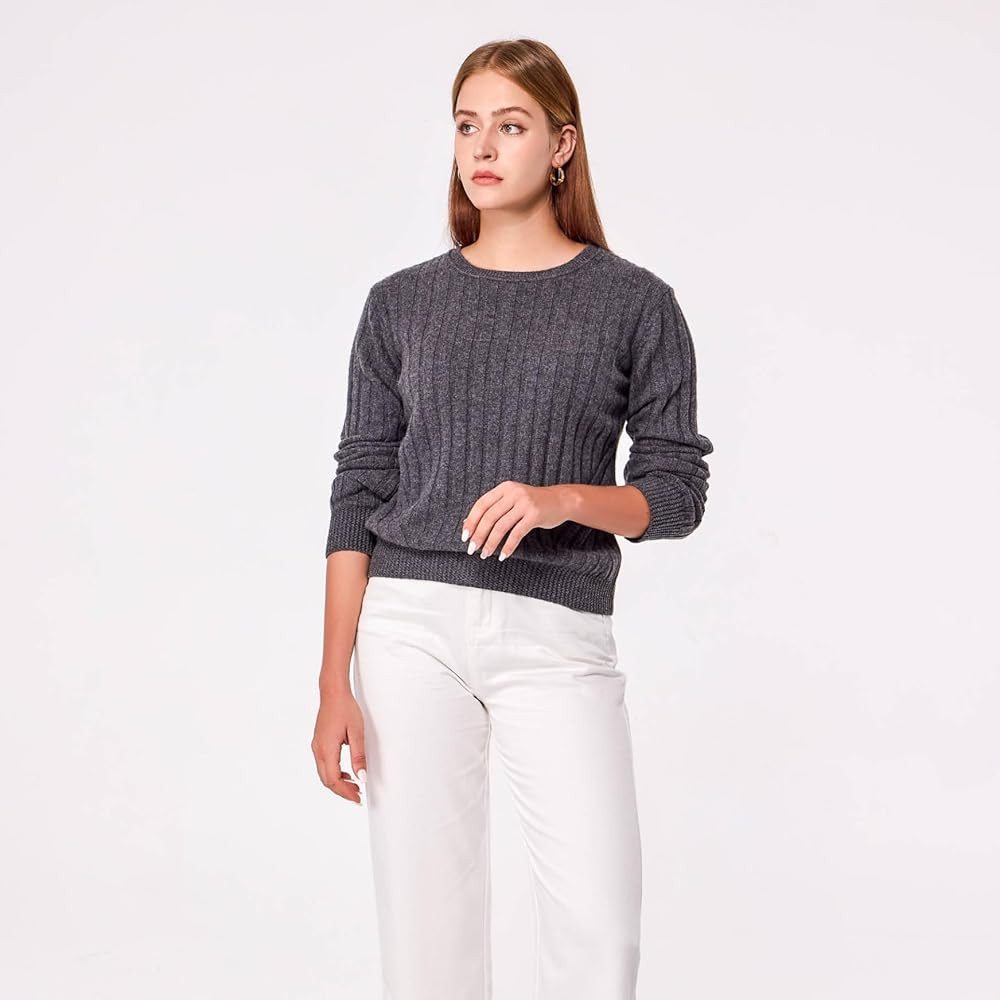 Simple&Opulence Women's Long Sleeve Cashmere Sweaters Cable Knit Crewneck Pullover Sweaters Tops ... | Amazon (US)