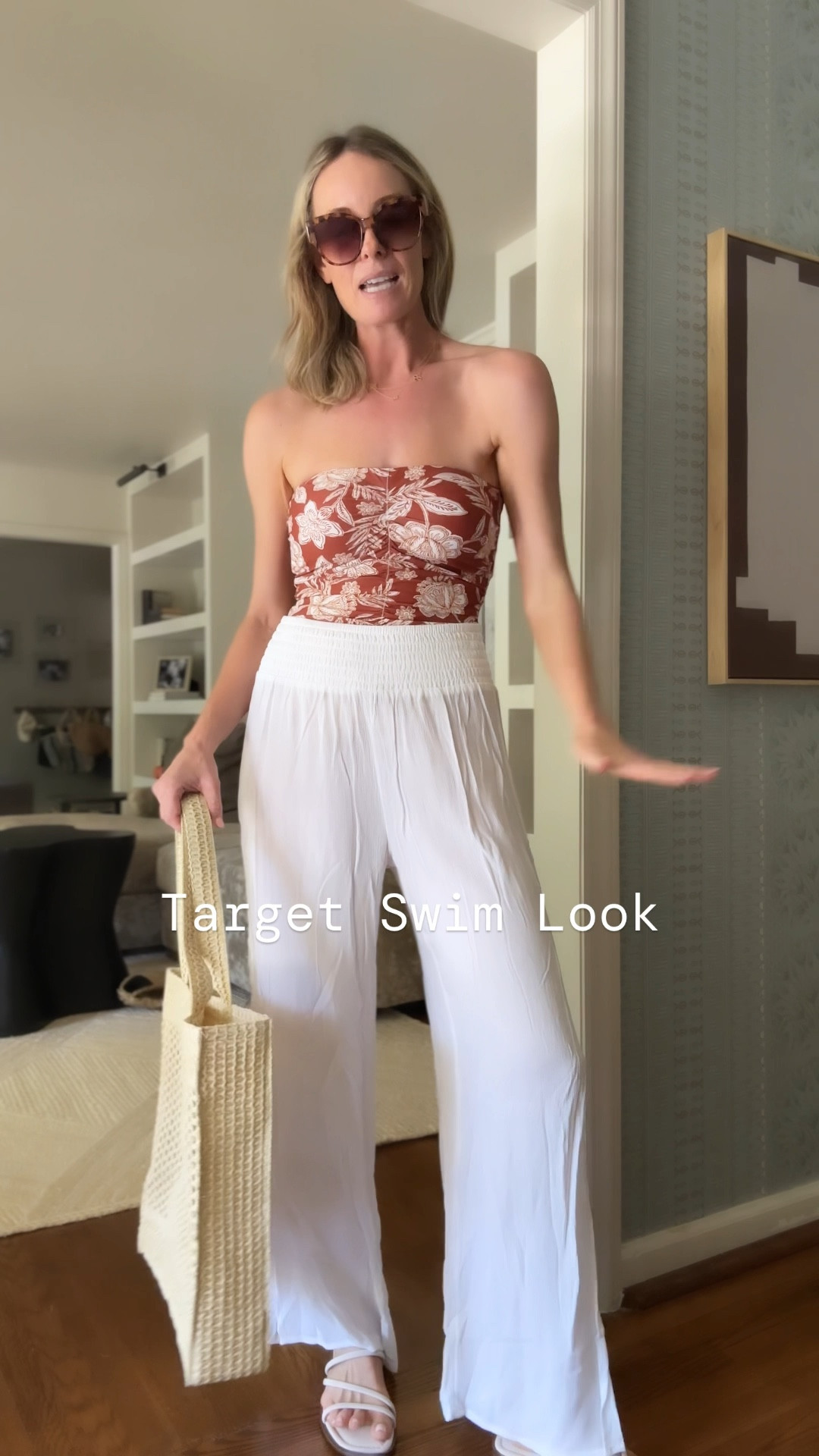 #ad whoa this is a good suit! I own in a couple colors already but this print is perfect. Neutral but makes a statement. Paired with the lightweight beach pants which is a must have. Size M suit size S pants. @target #target @targetstyle #targetstyle #targetpartner 

#LTKVideo #LTKSwim #LTKFindsUnder50