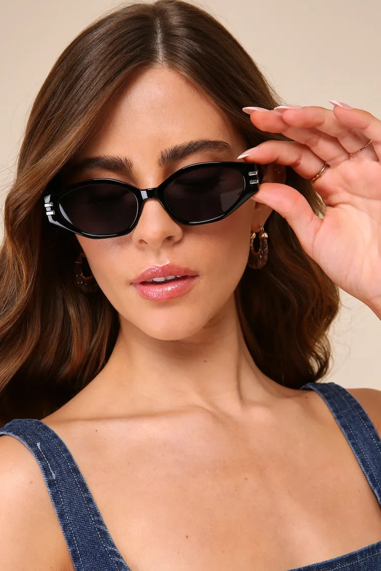 Chic Story Black Angular Oval Sunglasses | Lulus