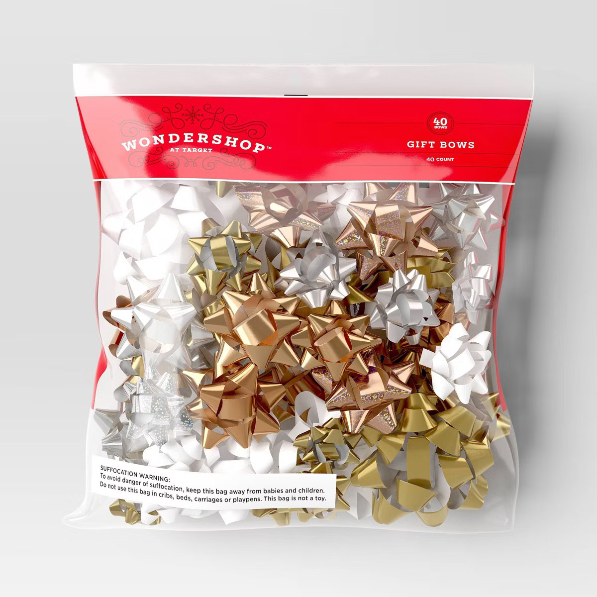 40ct Christmas Bow Bag Gold/White/Silver - Wondershop™ | Target