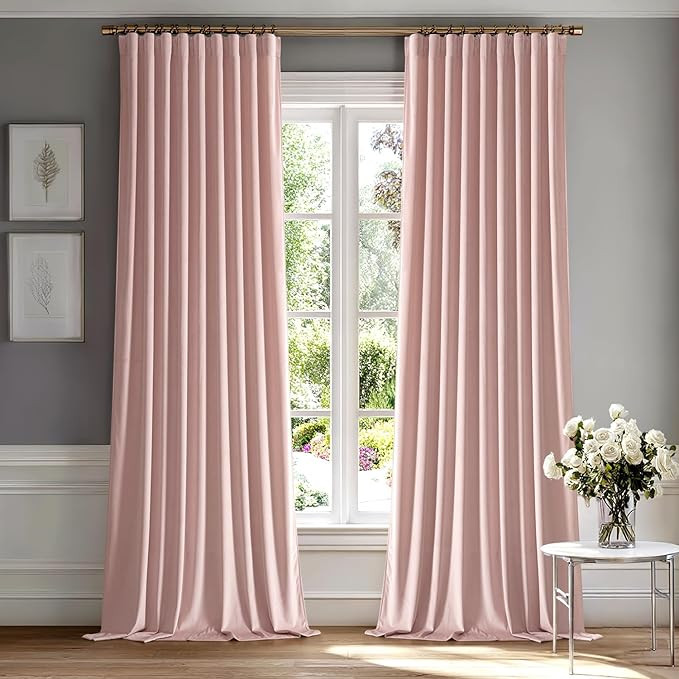 MIULEE Baby Pink Velvet Curtains 96 inches 2 Panels - Luxury Room Darkening Window Drapes for Bed... | Amazon (US)