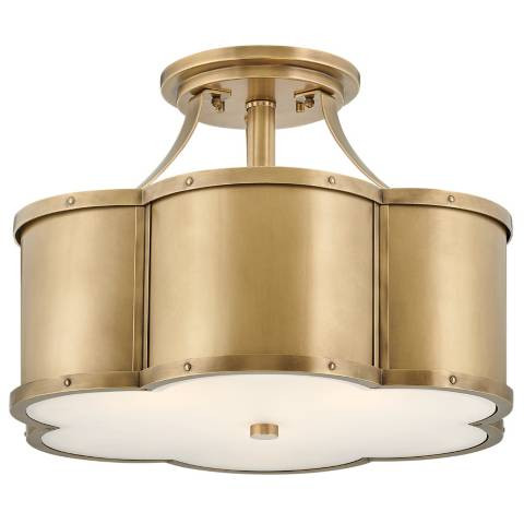 Hinkley Chance 18" Heritage Brass 3-Light Semi-Flush Ceiling Light | Lamps Plus