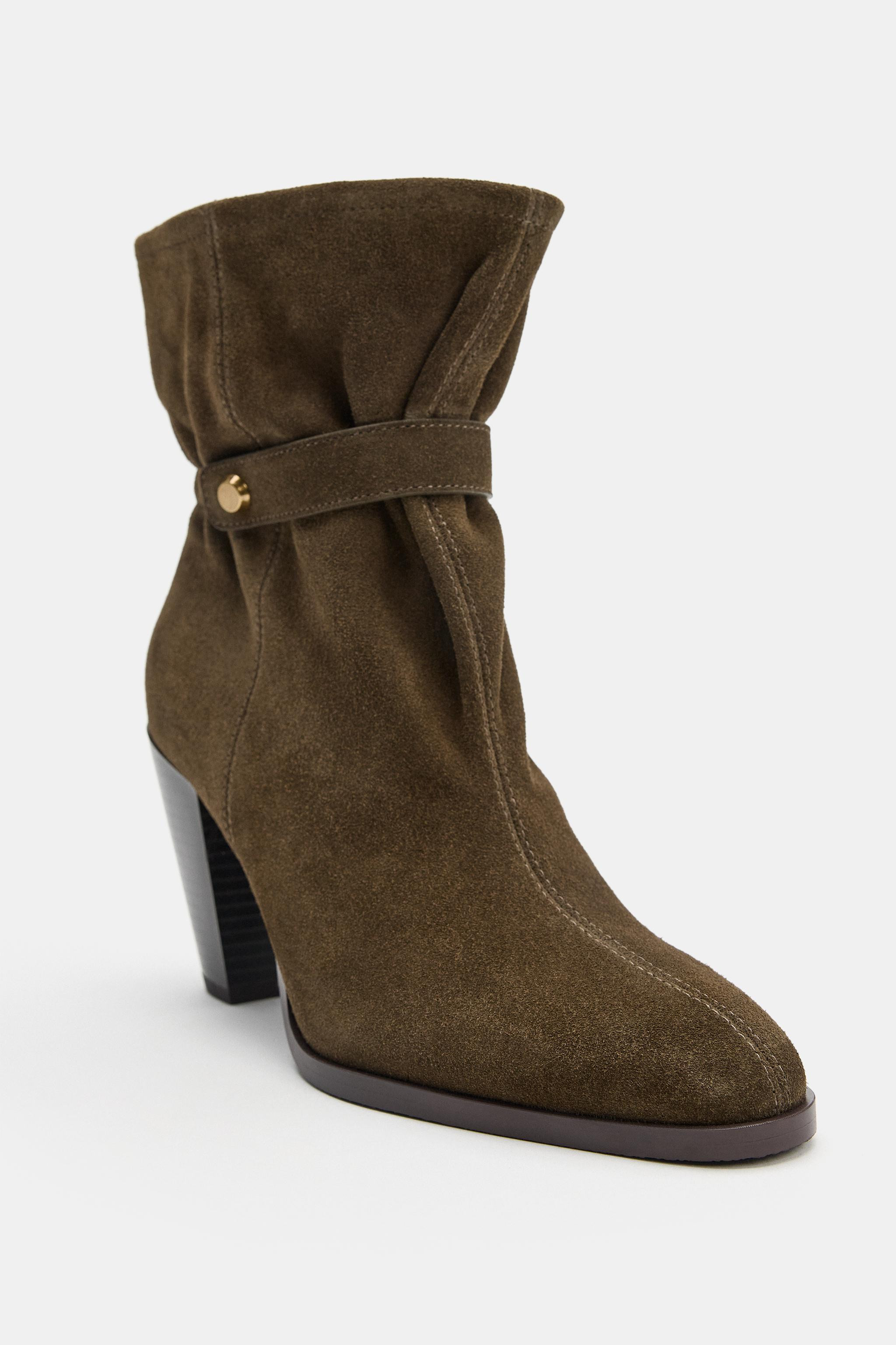 SUEDE SLOUCHY ANKLE BOOTS | Zara US