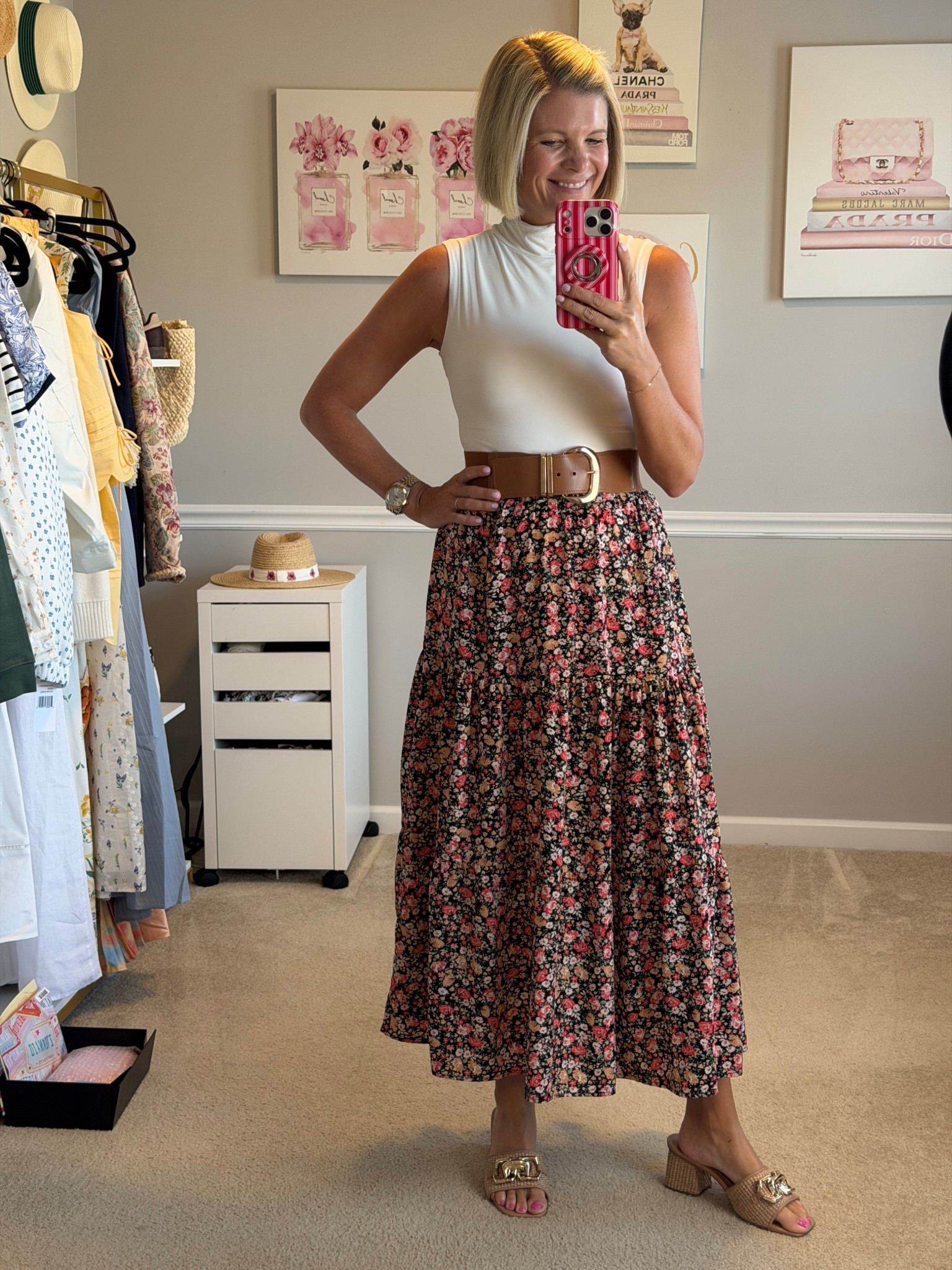 Mock neck sleeveless bodysuit TTS
Floral midi skirt TTs

#LTKWorkwear #LTKOver40 #LTKMidsize