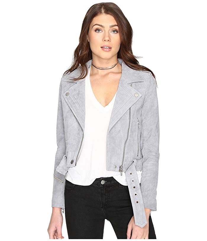 Blank NYC Suede Moto Jacket (Cloud Grey) Women's Coat | Zappos
