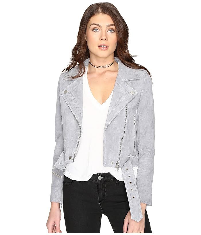 Blank NYC Suede Moto Jacket (Cloud Grey) Women's Coat | Zappos