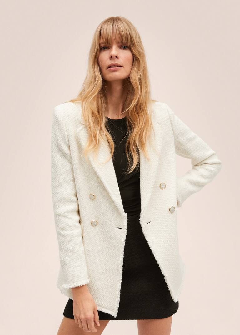 Buttons tweed blazer | MANGO (US)