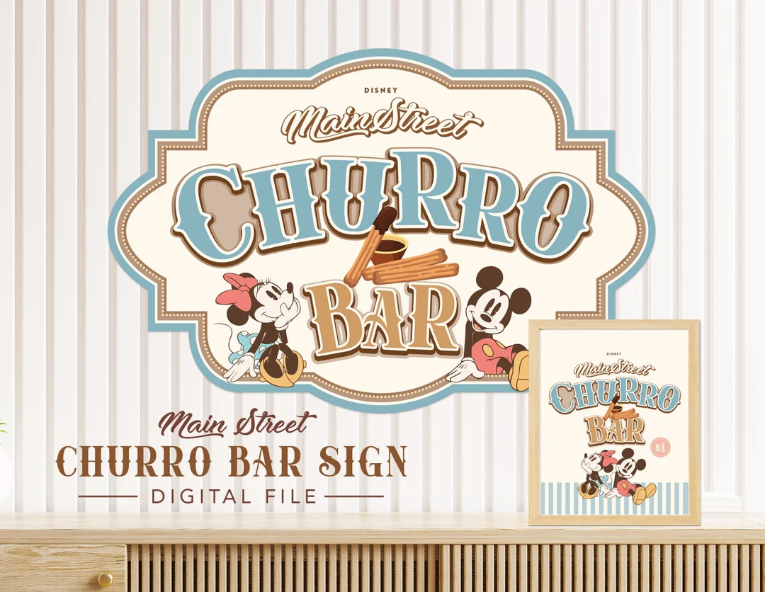 Mickey & Minnie Churro Bar Sign Main Street Churros Mickey - Etsy | Etsy (US)