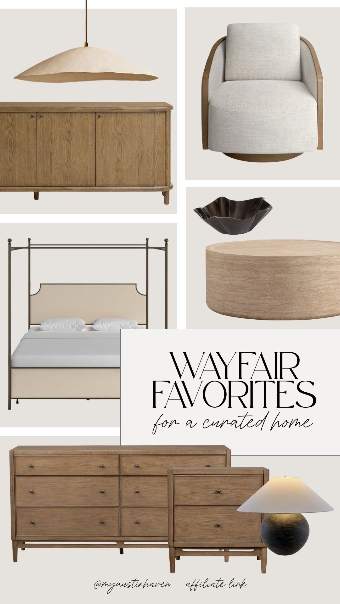 Wayfair favorites for a modern organic home with warm wood tones, soft neutrals and timeless pieces that create a curated look. 🌿

Wayfair favorites, modern organic home, curated home decor, wayfair home finds, neutral home decor, organic modern decor, wood console table, upholstered bed, cane bar stool, round wall mirror, pleated table lamp, buffet cabinet, accent lighting, textured throw pillows, warm neutral decor, elevated home style, timeless furniture, living room decor, amber interiors inspired, bedroom furniture, designer look for less.

#LTKHome