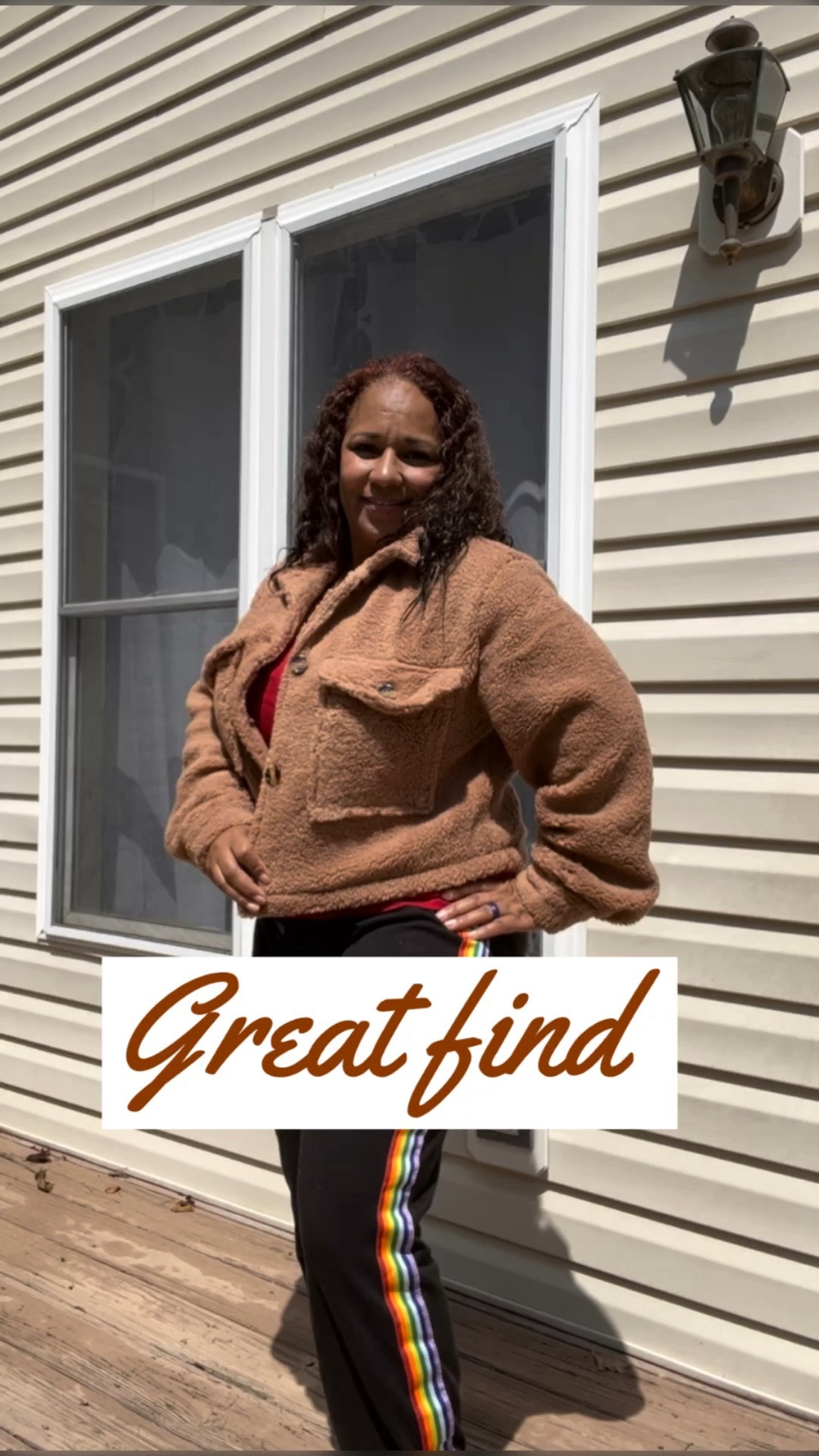 Womens Fall Clothes Sherpa Shacket Jacket Fuzzy Lapel Button Down Cropped Coat Winter Outerwear
Size large

 Women's Drawstring Waist Striped Side Jogger Sweatpants with Pocket
Size large 

#LTKover40 #LTKmidsize #LTKstyletip