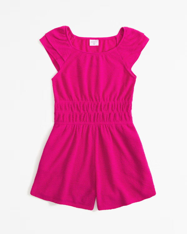short-sleeve textured knit romper | Abercrombie & Fitch (US)