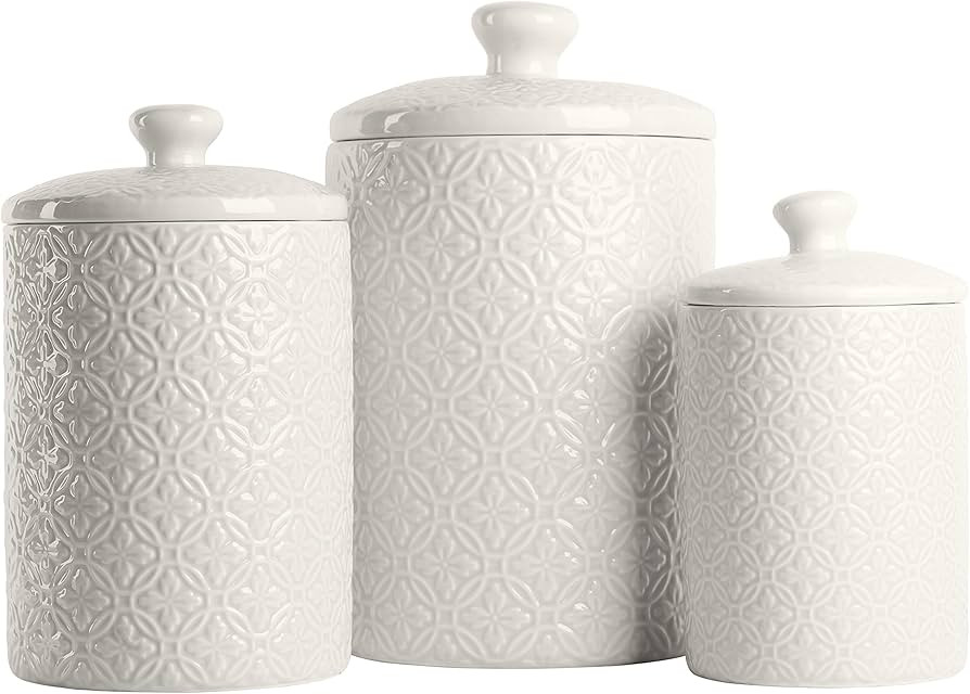 10 Strawberry Street Kitchen Canister Set, 3 Piece, Hampton White | Amazon (US)