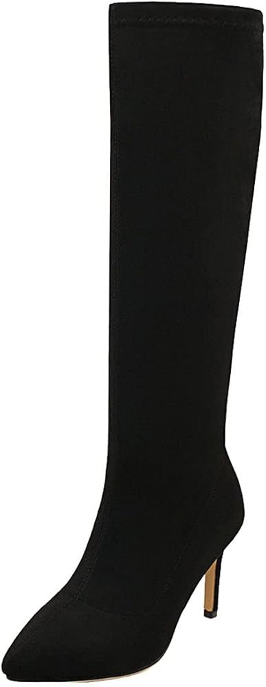 Agodor Women's Stiletto Knee High Boots Pointed Toe High Heel Faux Suede Leather Side Zipper Boot... | Amazon (US)