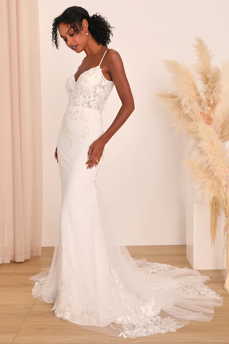 Everlasting Affection White Lace Backless Mermaid Maxi Dress | Lulus