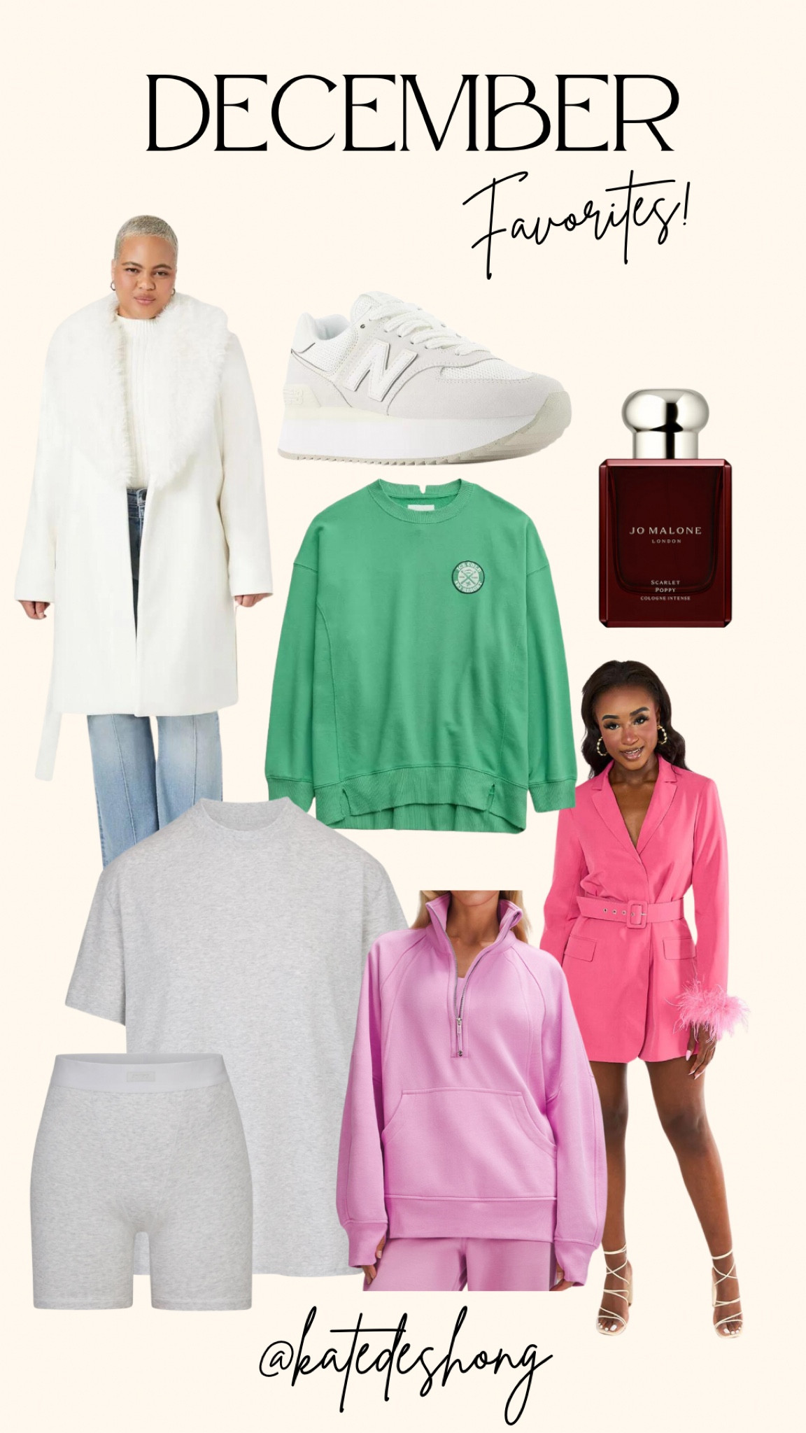 December favorites! Best sellers! Most purchased! Coat , skims set , pink dress , scuba pullover , Jo Malone perfume , new balances 

#LTKfindsunder100 #LTKshoecrush #LTKSeasonal