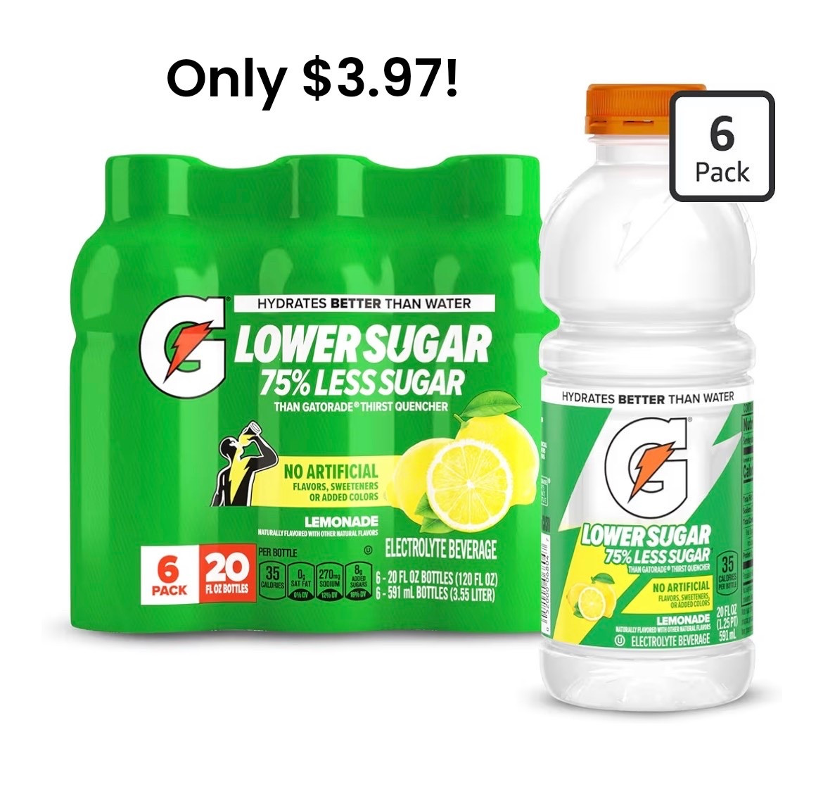 6 packs of Lower Sugar Lemonade Gatorade are only $3.97 today at Amazon!! Excellent deal for a tasty electrolyte option that contains no artificial colors, flavors or sweeteners. Going fast at this price! 🍋

#LTKSaleAlert #LTKselfcare #LTKActive