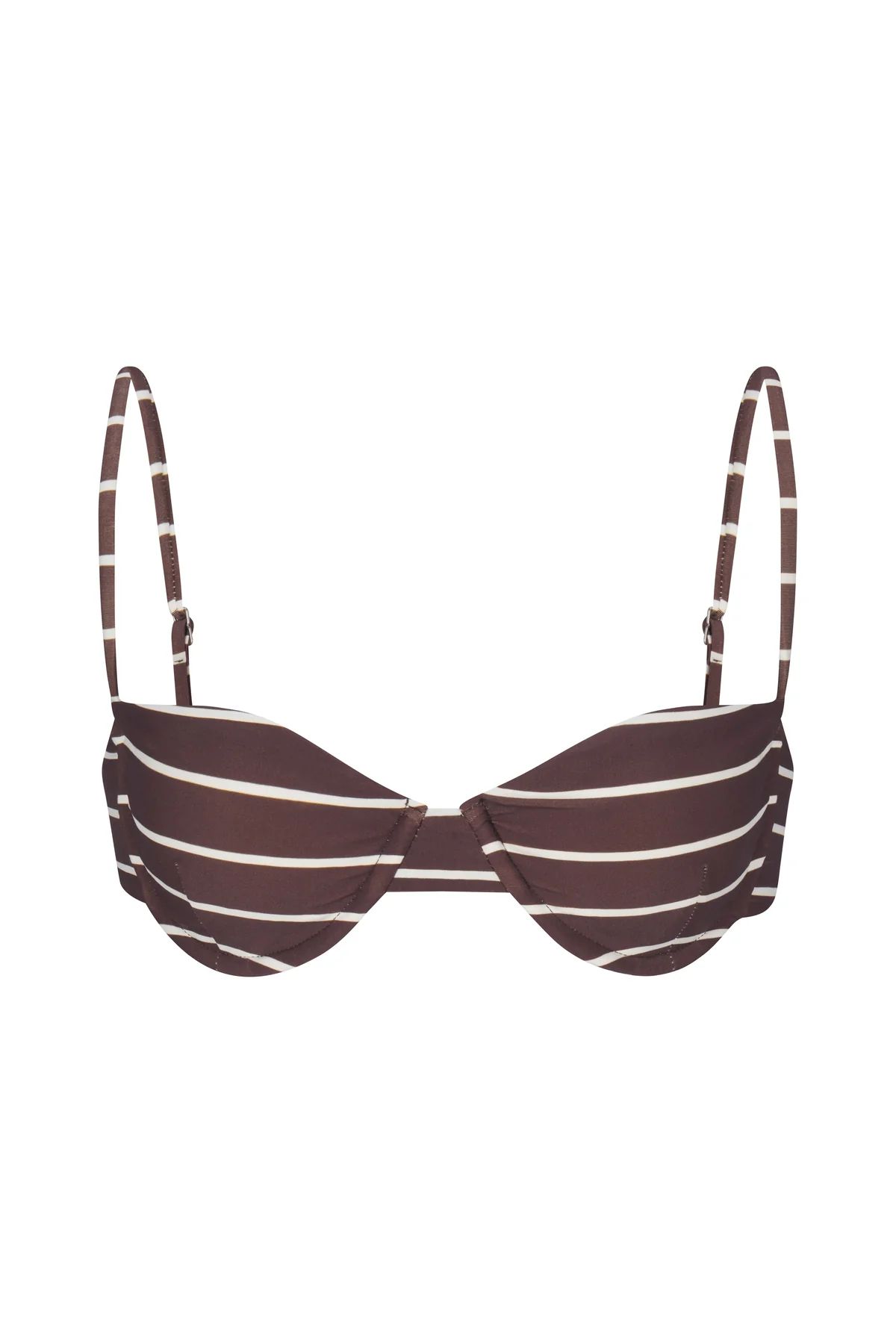 The Balconette Underwire Bikini Top in Espresso Odd Stripes | Over The Moon