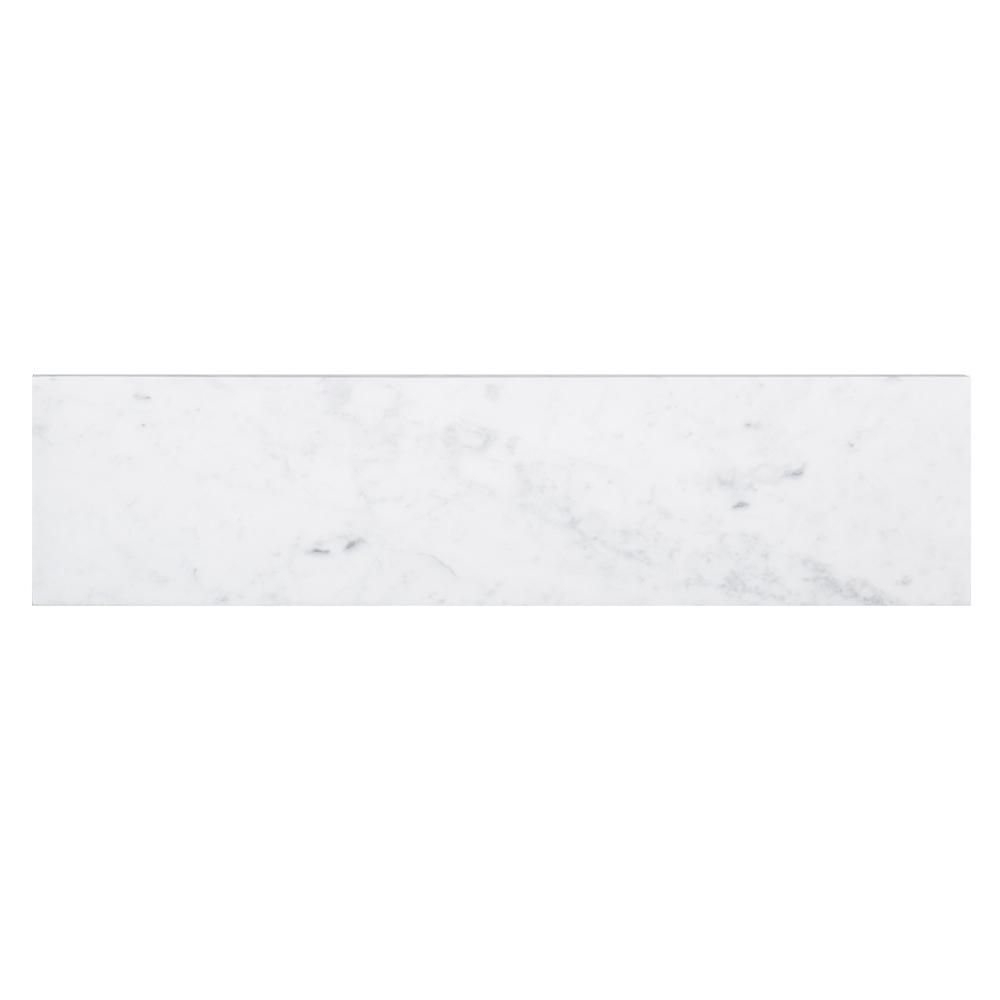 Italian White Carrara 4 in. x 16 in. Honed Marble Floor and Wall Tile (8 sq. ft. / case) | The Home Depot