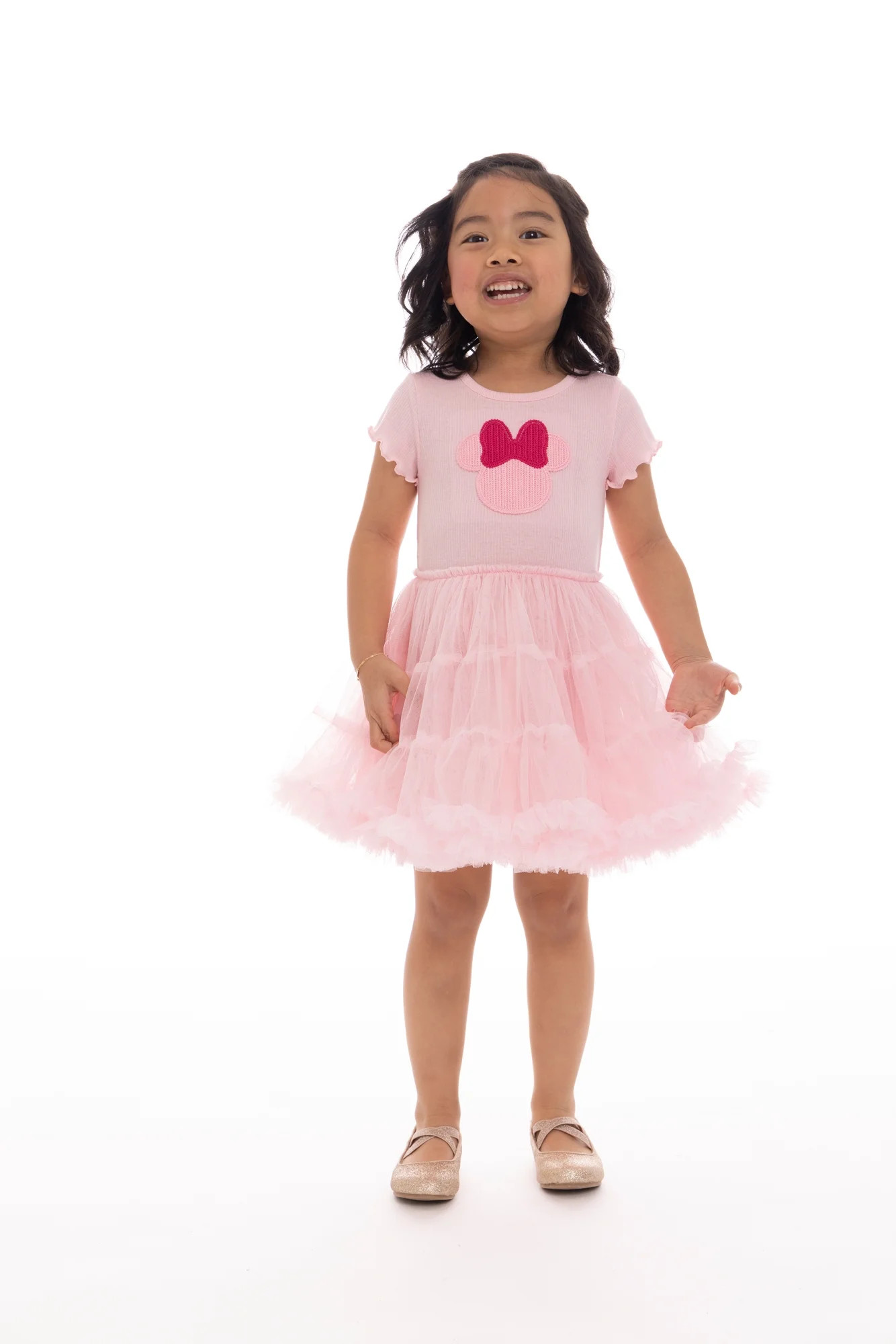 Minnie Mouse Toddler Girl Tiered Tutu Dress with Crochet Patch, Sizes 12M-5T - Walmart.com | Walmart (US)
