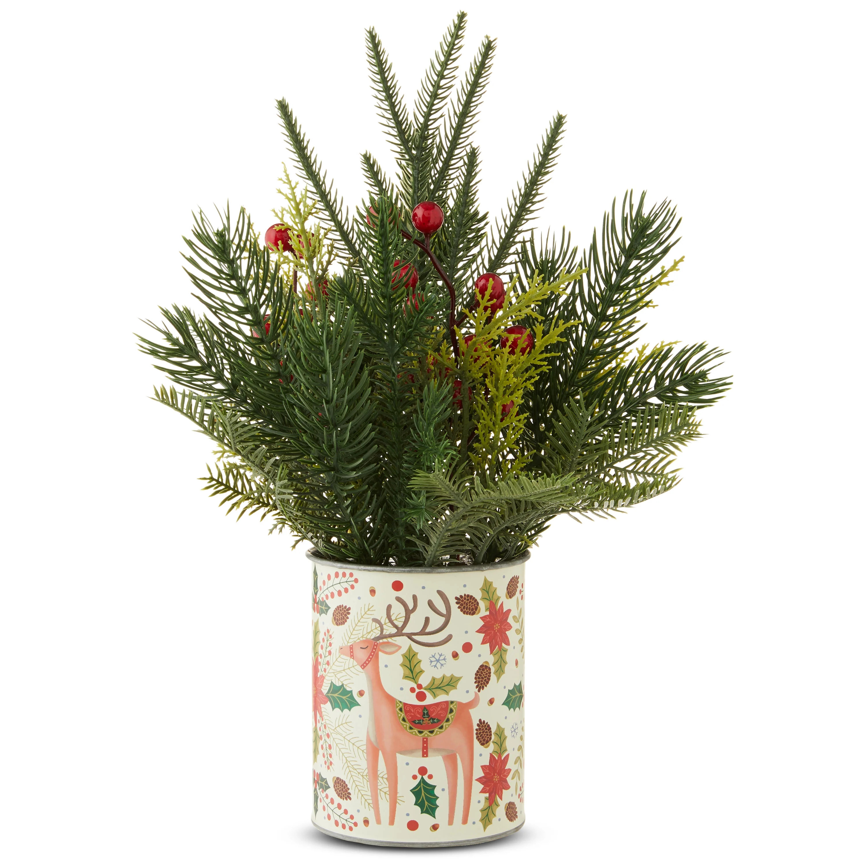 Potted Greenery Christmas Tabletop Decoration, 15", by Holiday Time | Walmart (US)
