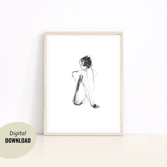 Black and white drawings modern art print minimalist | Etsy | Etsy (US)