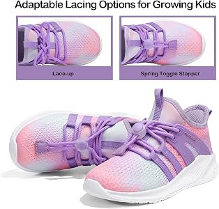 RUNSIDE Girls Lightweight Lace-up Gradient Running Sneakers | Amazon (US)