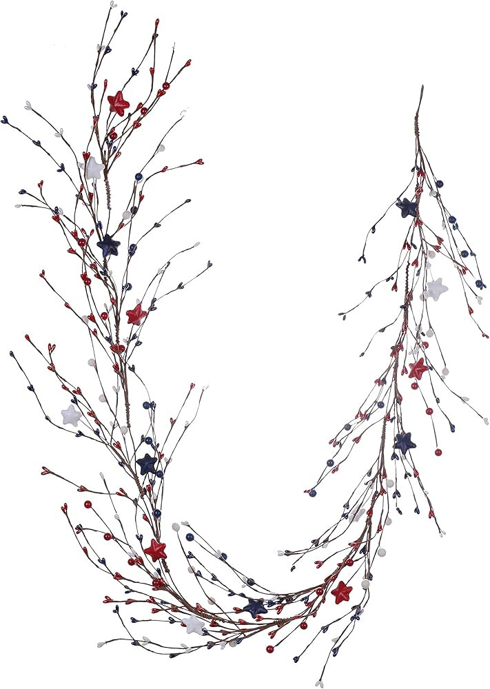 4th of July Patriotic Garland 5 FT Pip Berry Garland Decorations Red White Blue Independence Memo... | Amazon (US)