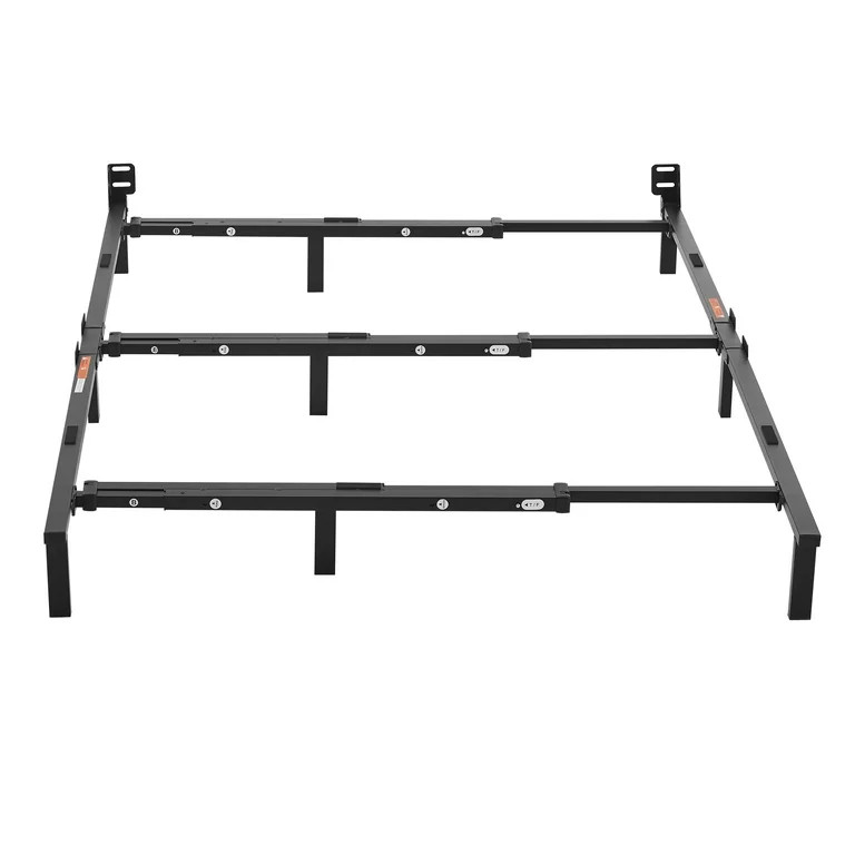Mainstays 7" Universal Heavy-Duty Adjustable Bed Frame, Black Steel, Adjusts Twin - King | Walmart (US)