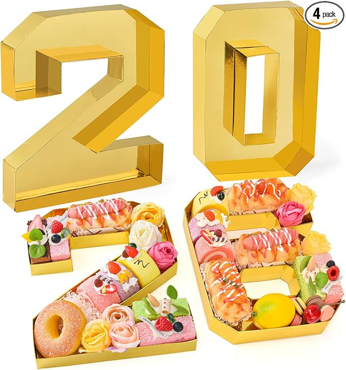 2026 Set Cardboard Number for Charcuterie 10.2'' Gold Fillable Tray Charcuterie Paper Box for Gra... | Amazon (US)