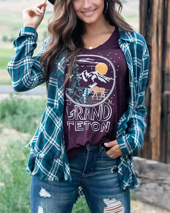 Tiered Button Up Green Plaid | Grace and Lace