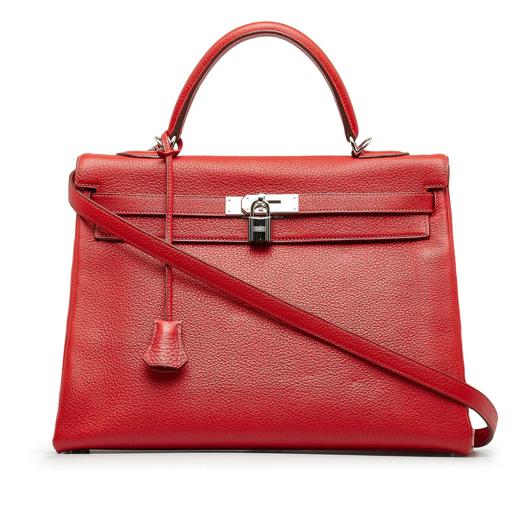 Kelly Handbag Red Togo with Palladium Hardware 35 | Rebag