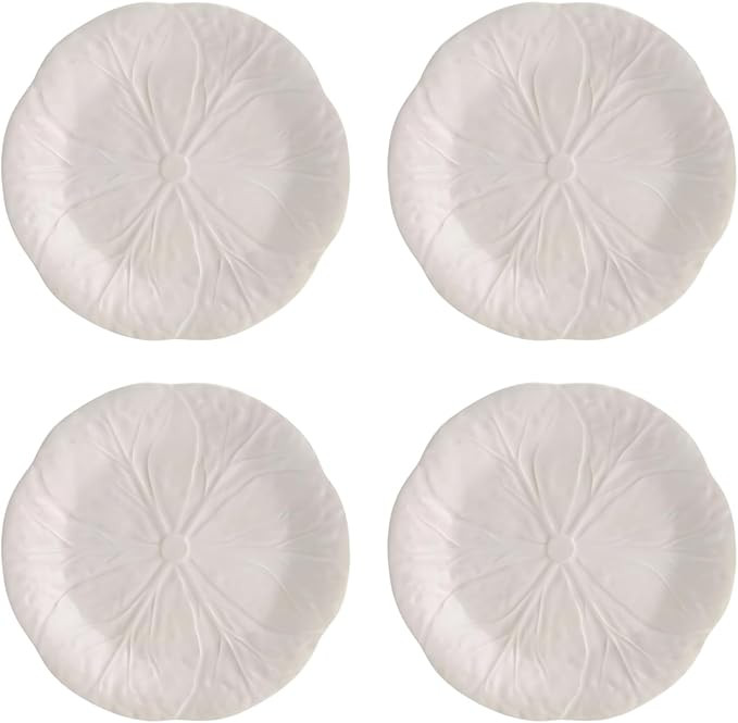 Bordallo Pinheiro Cabbage Dessert Plates Set of 4 White 7.48 Inch Ceramic Leaf Design Portuguese ... | Amazon (US)