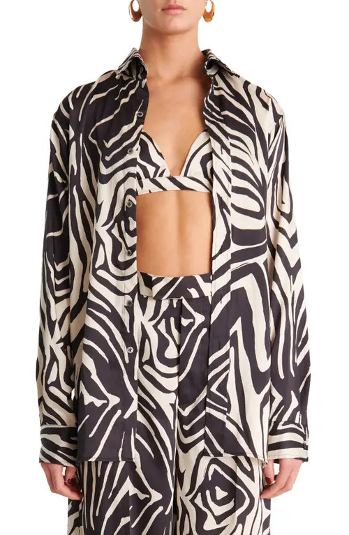 Ronny Kobo Rico Zebra Button-Up Shirt at Nordstrom, Size Small | Nordstrom